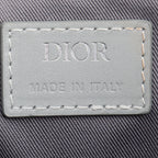 2022 Grey Calfskin Leather CD Diamond Coated Canvas Mini Saddle Crossbody Bag