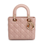Beige Cannage Lambskin Leather Small Lady Dior My Abcdior Bag w/ Strap