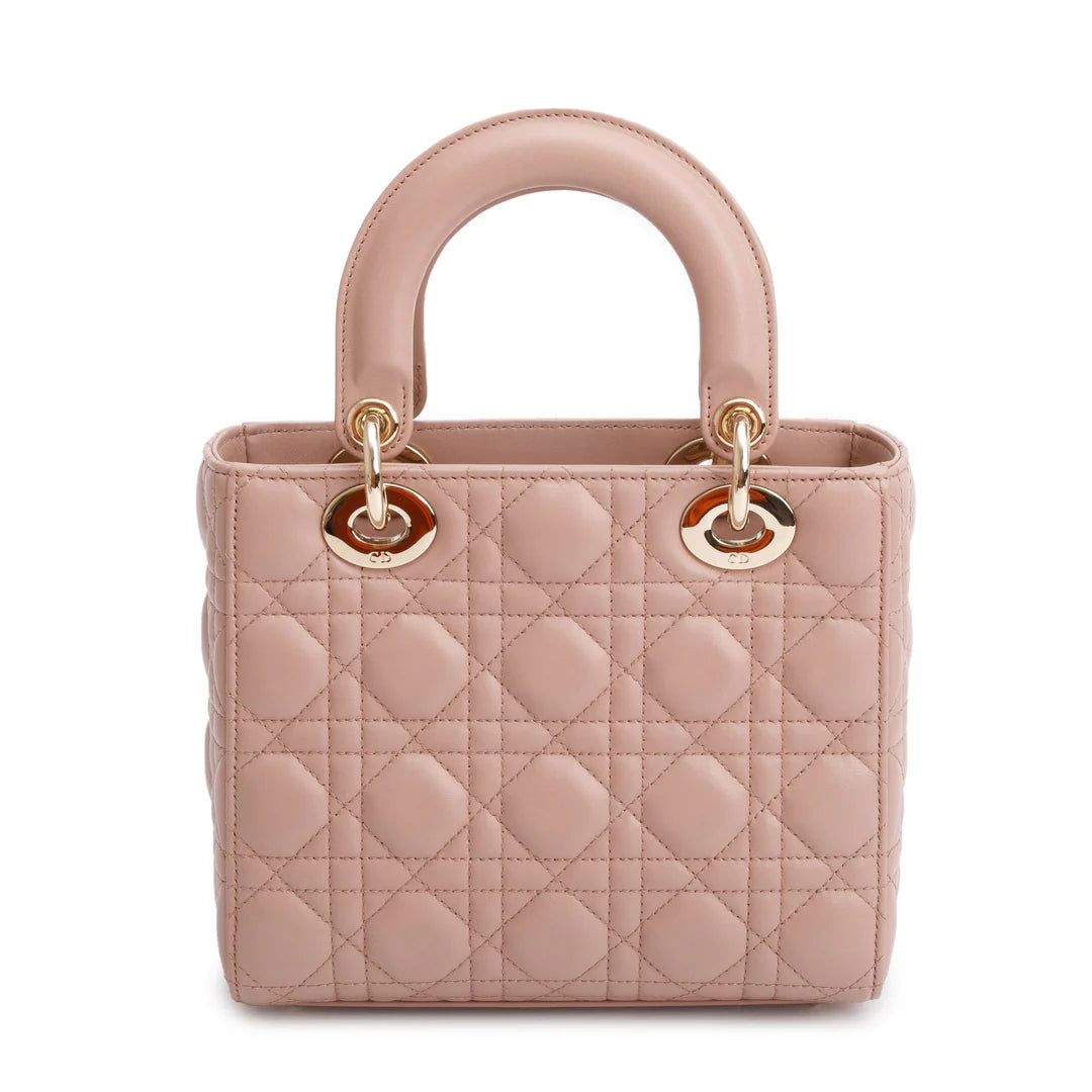 Beige Cannage Lambskin Leather Small Lady Dior My Abcdior Bag w/ Strap
