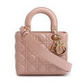 Beige Cannage Lambskin Leather Small Lady Dior My Abcdior Bag w/ Strap