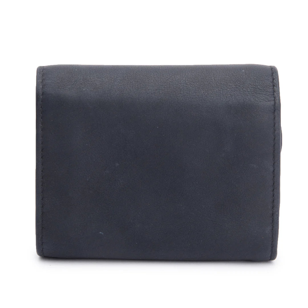 Black Ultra Matte Leather Saddle Lotus Wallet w/ Box