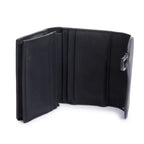 Black Ultra Matte Leather Saddle Lotus Wallet w/ Box