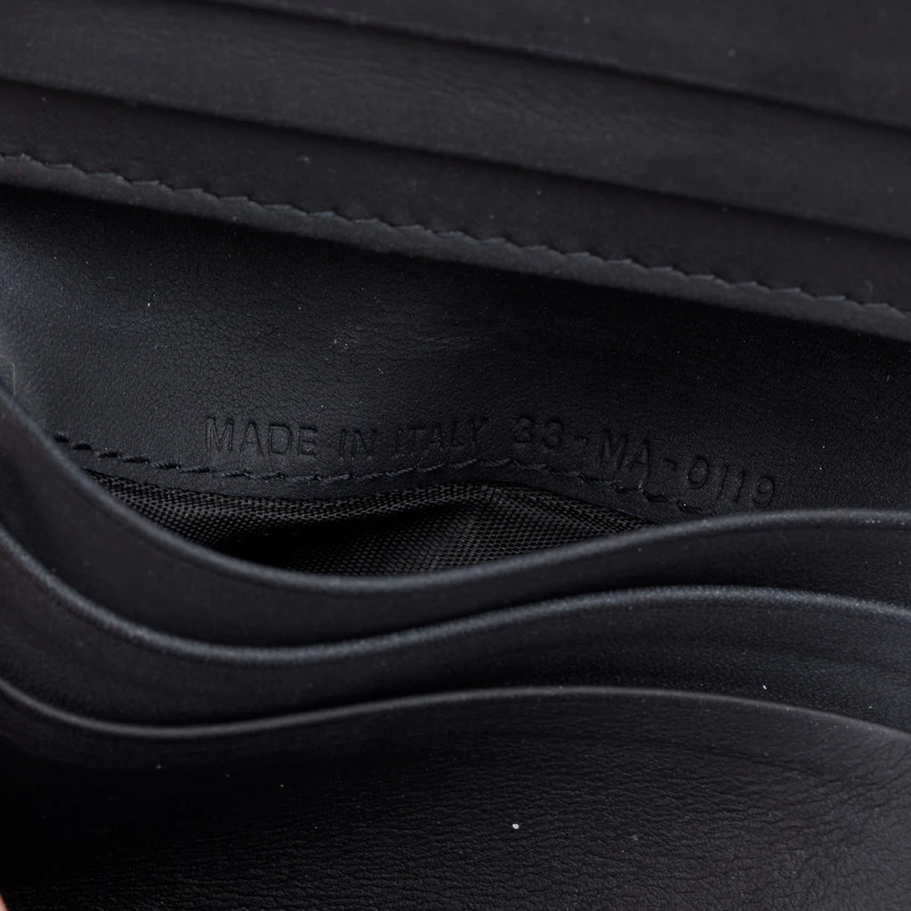 Black Ultra Matte Leather Saddle Lotus Wallet w/ Box