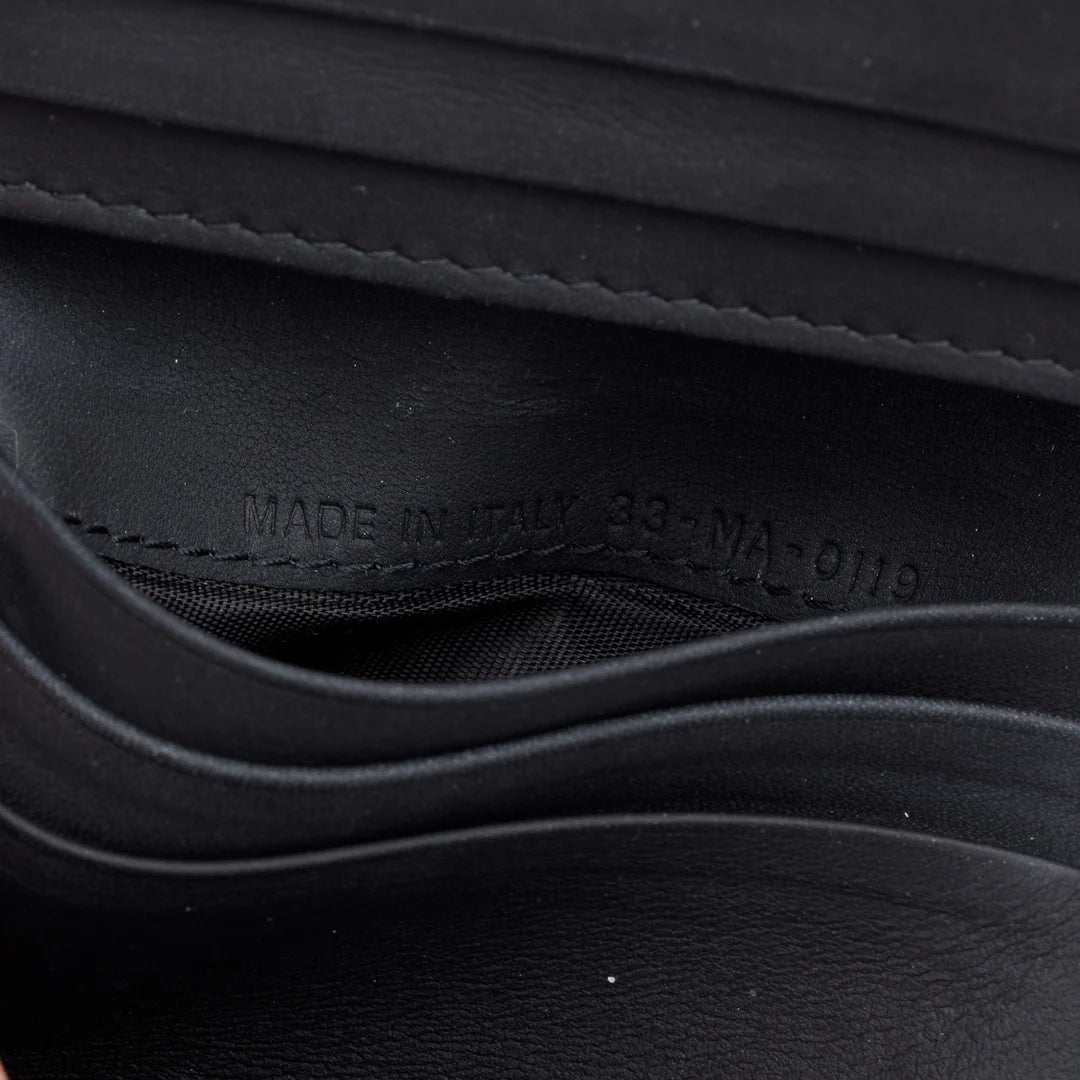 Black Ultra Matte Leather Saddle Lotus Wallet w/ Box