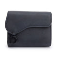 Black Ultra Matte Leather Saddle Lotus Wallet w/ Box