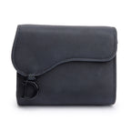 Black Ultra Matte Leather Saddle Lotus Wallet w/ Box