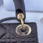 DIOR Black Quilted Satin Crystal Min Rhinestone 2WAY Lady Dior Bag Coeur Cult Core