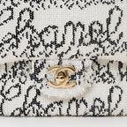 Pre-Loved Chanel™ White and Black Sequin Logo Flap Bag Coeur Cult Core