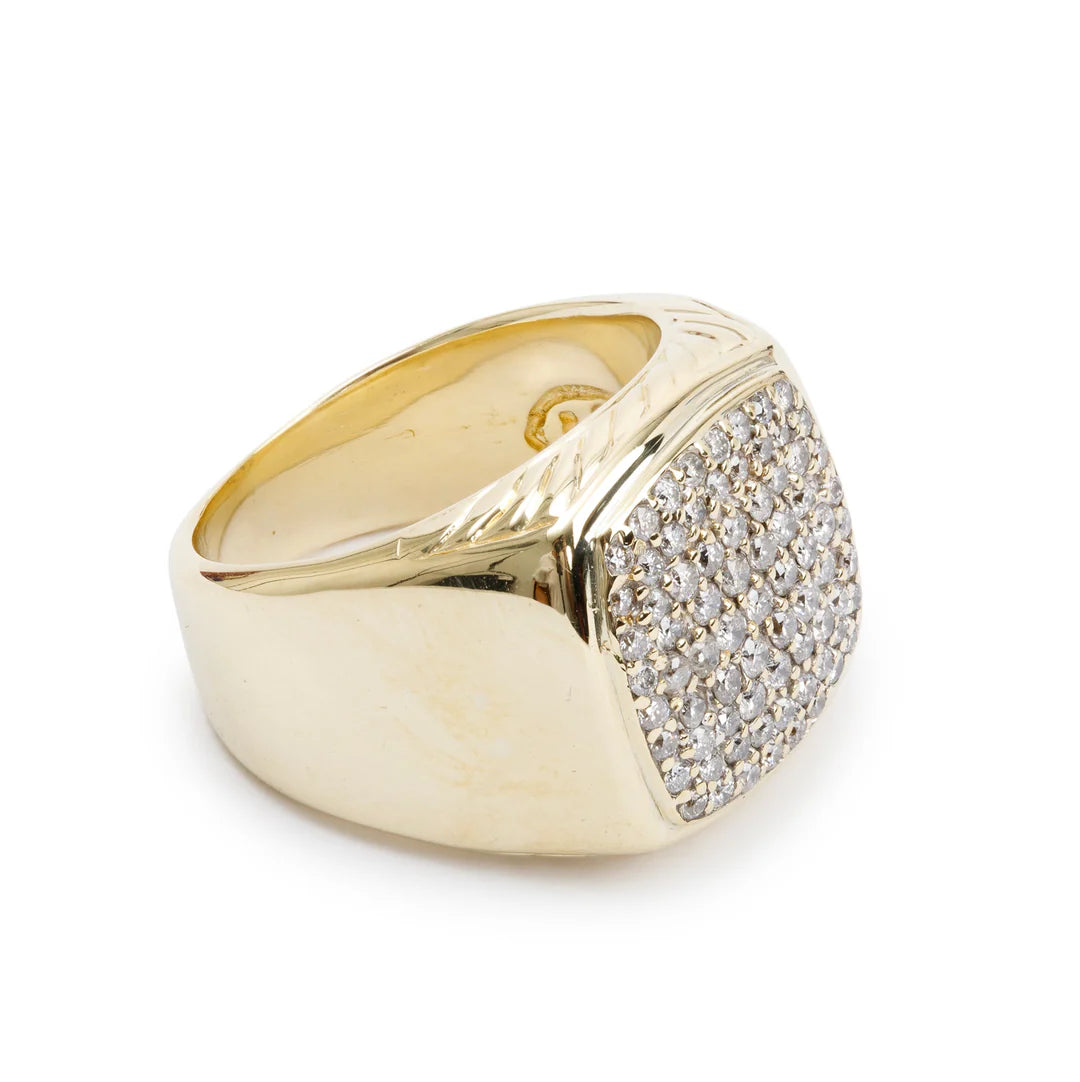 18k Yellow Gold Pave Diamond Albion Cocktail Ring, Size 8