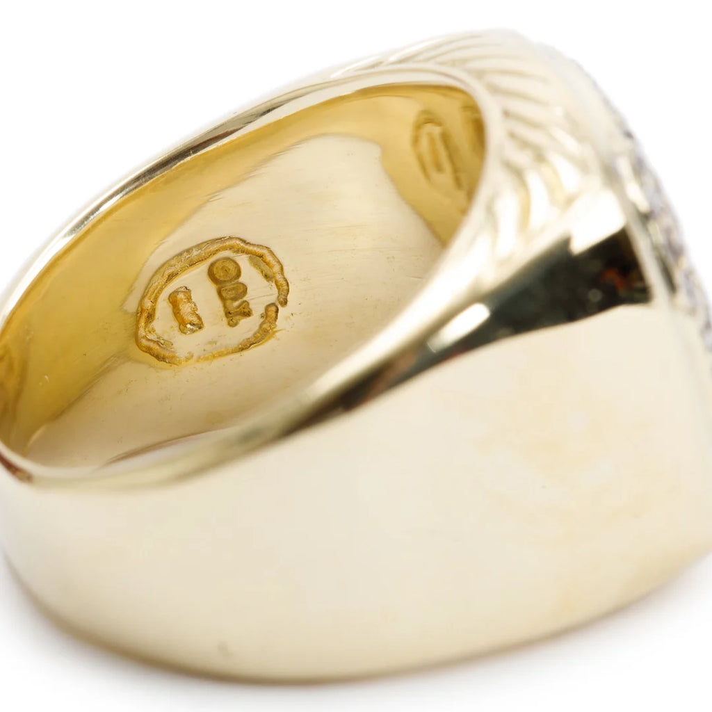 18k Yellow Gold Pave Diamond Albion Cocktail Ring, Size 8