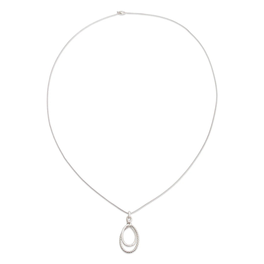 Sterling Silver Diamond Continuance Pendant Necklace