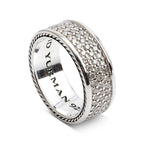 Sterling Silver Diamond Streamline Three Row Band Ring, Size 10