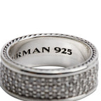 Sterling Silver Diamond Streamline Three Row Band Ring, Size 10