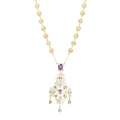 Dolce &amp; Gabbana 18k Yellow Gold Filigree Multicolor Stone Pizzo Necklace w/ Box Coeur Cult Core