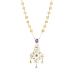 Dolce &amp; Gabbana 18k Yellow Gold Filigree Multicolor Stone Pizzo Necklace w/ Box Coeur Cult Core