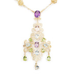Dolce &amp; Gabbana 18k Yellow Gold Filigree Multicolor Stone Pizzo Necklace w/ Box Coeur Cult Core