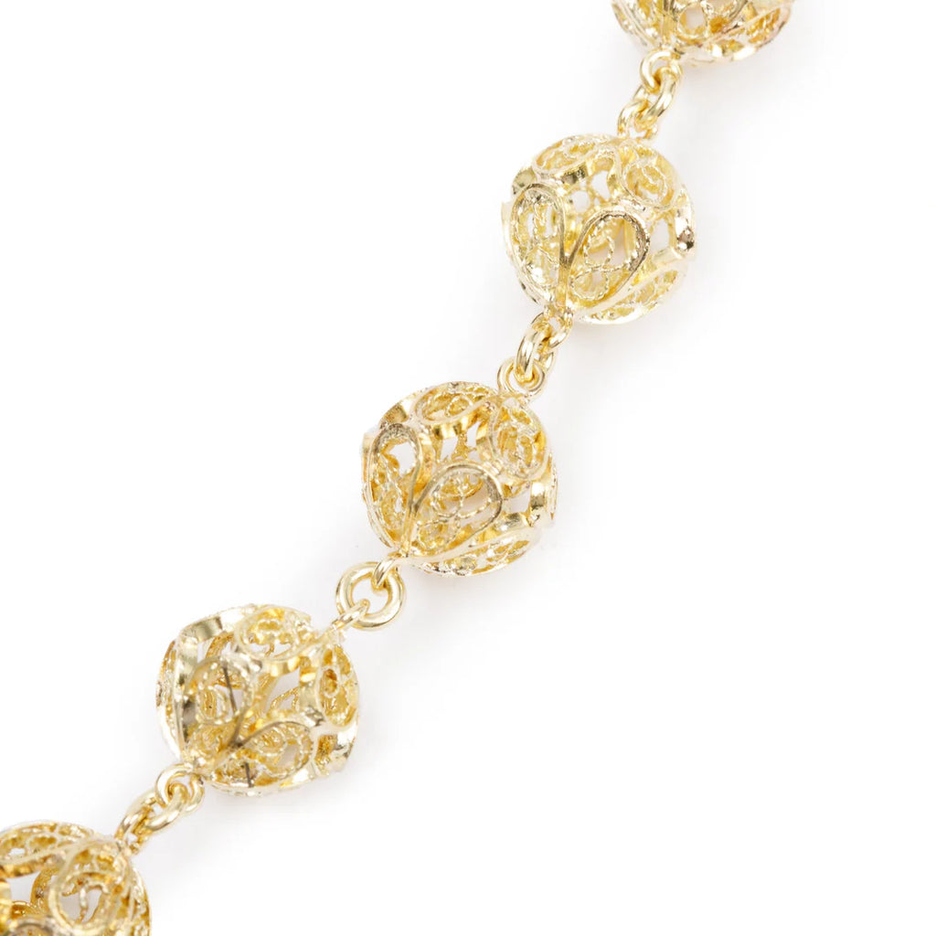 Dolce &amp; Gabbana 18k Yellow Gold Filigree Multicolor Stone Pizzo Necklace w/ Box Coeur Cult Core