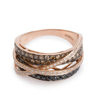 Effy 14k Rose Gold Black &amp; White Diamond Crossover Ring, Size 11 w/ Receipt