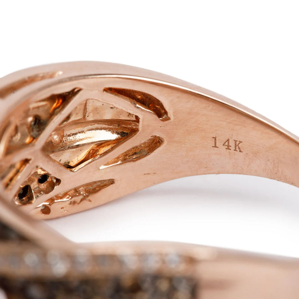 Effy 14k Rose Gold Black &amp; White Diamond Crossover Ring, Size 11 w/ Receipt