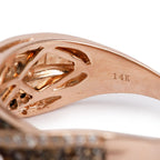 Effy 14k Rose Gold Black &amp; White Diamond Crossover Ring, Size 11 w/ Receipt