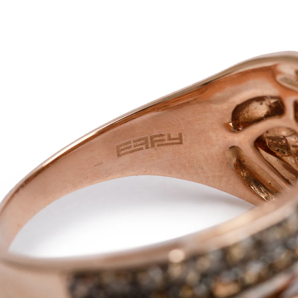 Effy 14k Rose Gold Black &amp; White Diamond Crossover Ring, Size 11 w/ Receipt