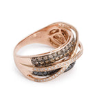 Effy 14k Rose Gold Black &amp; White Diamond Crossover Ring, Size 11 w/ Receipt