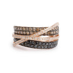 Effy 14k Rose Gold Black &amp; White Diamond Crossover Ring, Size 11 w/ Receipt
