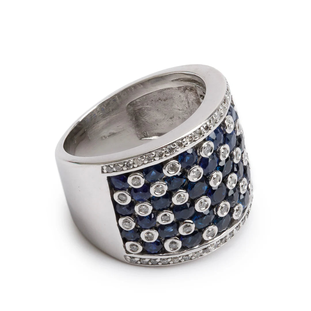 Effy 14k White Gold Blue Sapphire &amp; Diamond Ring, Size 7