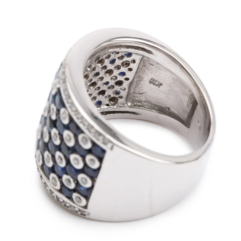 Effy 14k White Gold Blue Sapphire &amp; Diamond Ring, Size 7