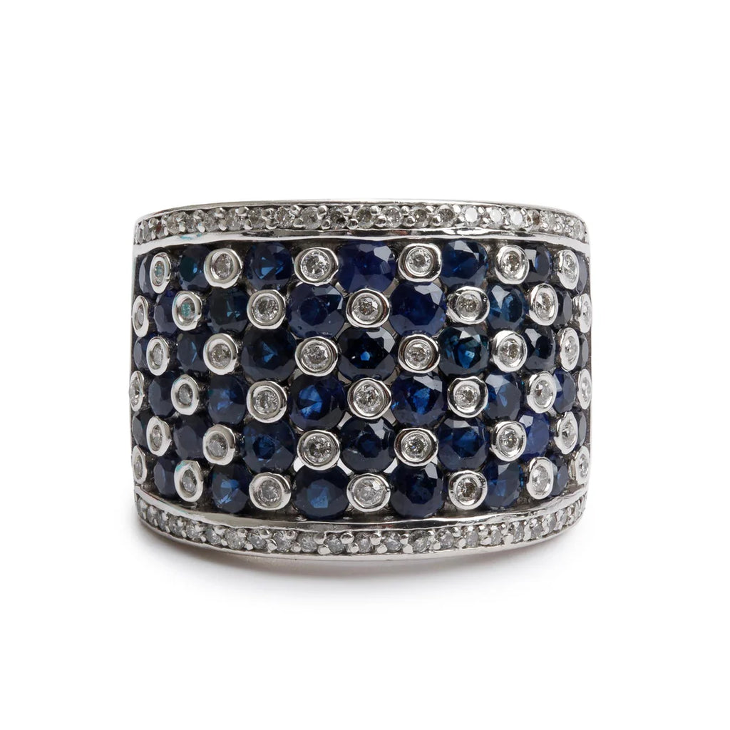 Effy 14k White Gold Blue Sapphire &amp; Diamond Ring, Size 7