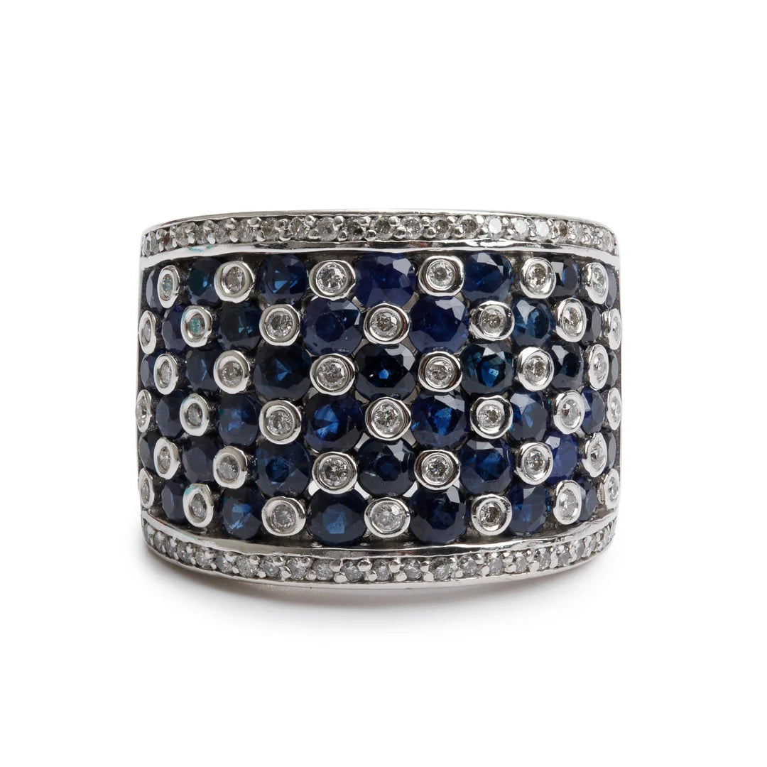 Effy 14k White Gold Blue Sapphire &amp; Diamond Ring, Size 7
