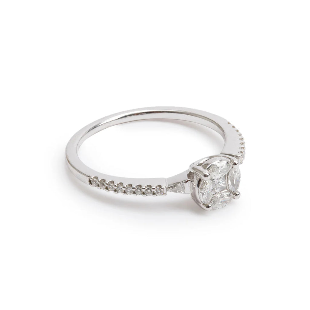 Effy 14k White Gold Cluster Diamond Ring, Size 7.25