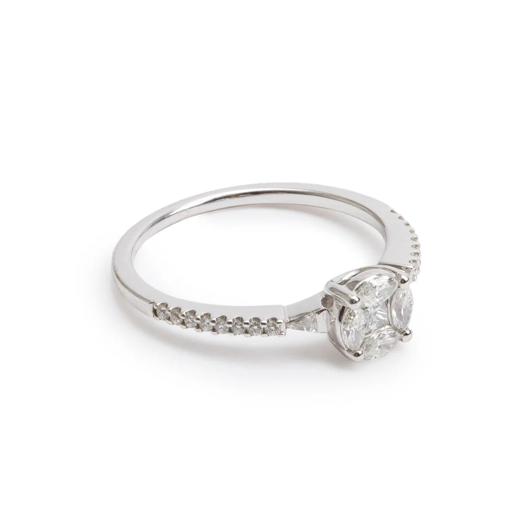 Effy 14k White Gold Cluster Diamond Ring, Size 7.25