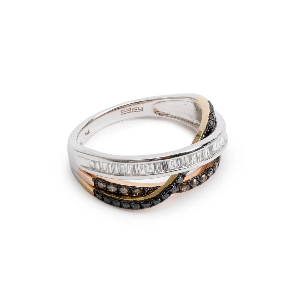 Effy 14k White Gold Multicolor Diamond Crossover Ring, Size 7 Coeur Cult Core