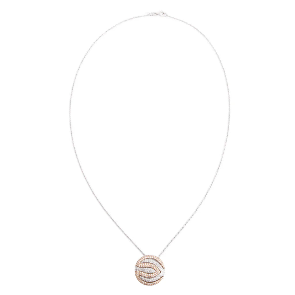 Effy 14k White &amp; Rose Gold Pave Diamond Round Pendant Necklace
