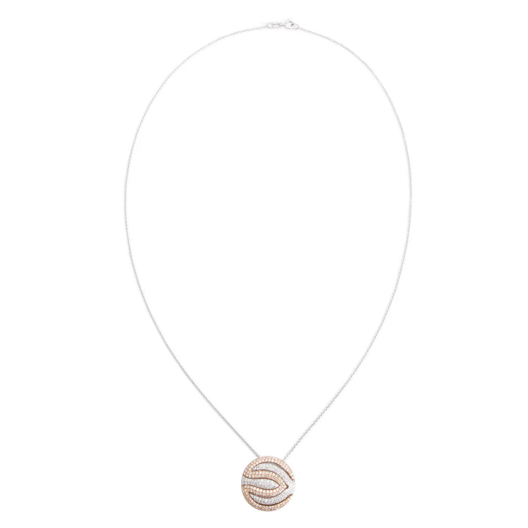 Effy 14k White &amp; Rose Gold Pave Diamond Round Pendant Necklace