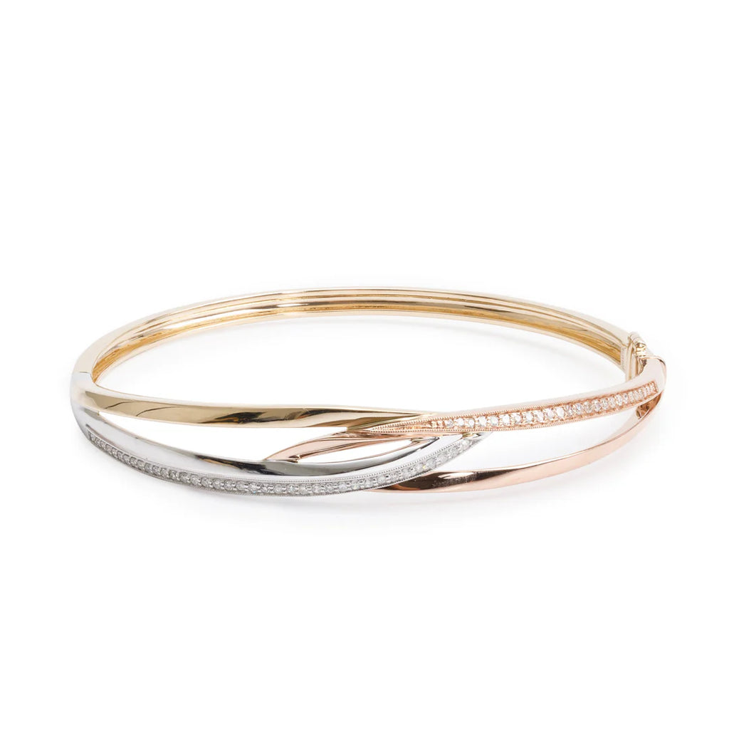 Effy 14k Yellow, White &amp; Rose Gold Diamond Bangle Bracelet