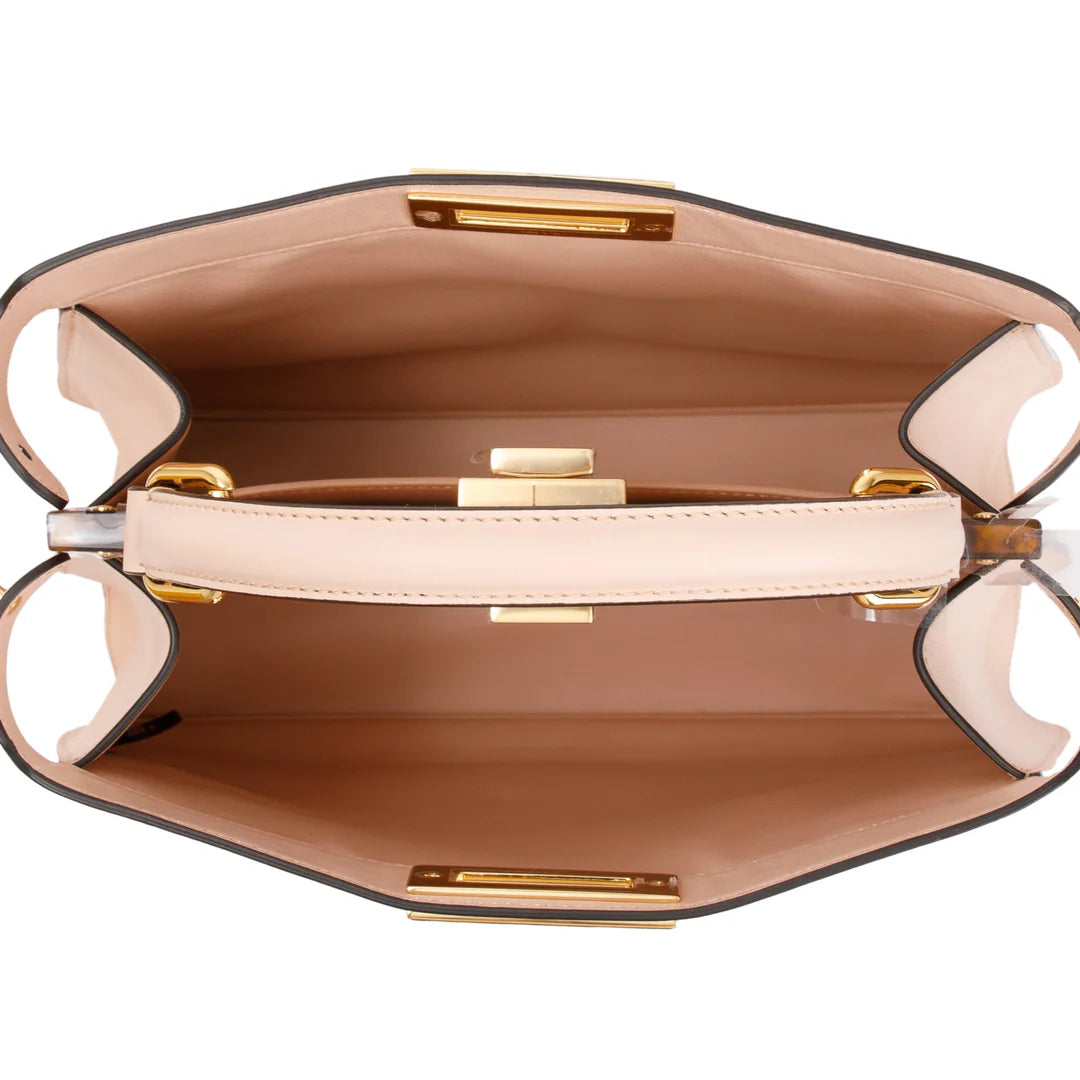 2022 Pink Calfskin Leather Medium Peekaboo Bag with Tortoise Detail w/ Strap &amp; Box