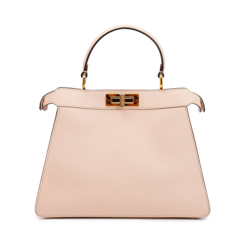 2022 Pink Calfskin Leather Medium Peekaboo Bag with Tortoise Detail w/ Strap &amp; Box