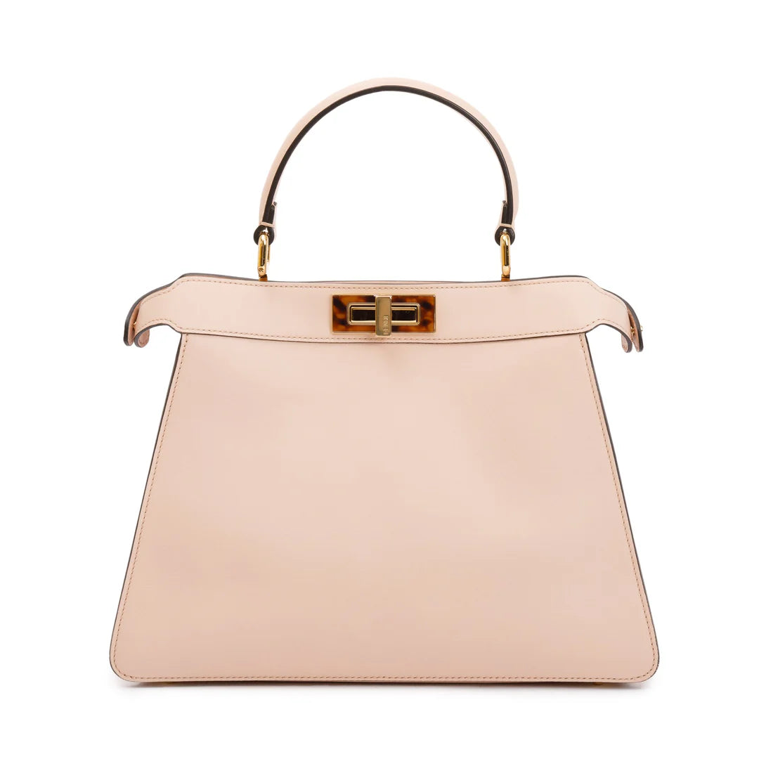 2022 Pink Calfskin Leather Medium Peekaboo Bag with Tortoise Detail w/ Strap &amp; Box