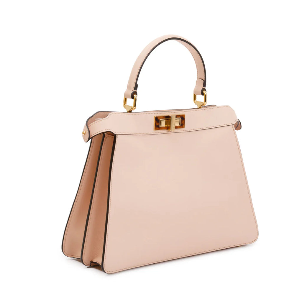2022 Pink Calfskin Leather Medium Peekaboo Bag with Tortoise Detail w/ Strap &amp; Box