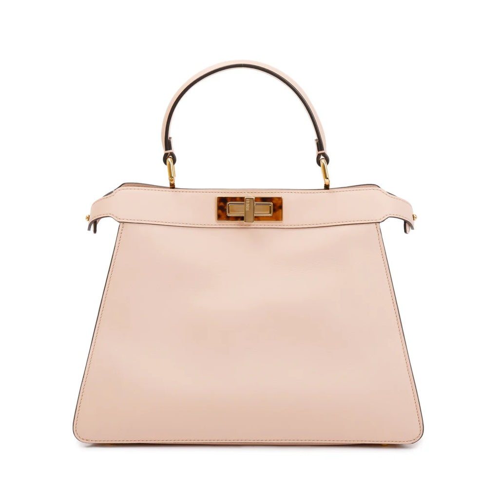 2022 Pink Calfskin Leather Medium Peekaboo Bag with Tortoise Detail w/ Strap &amp; Box