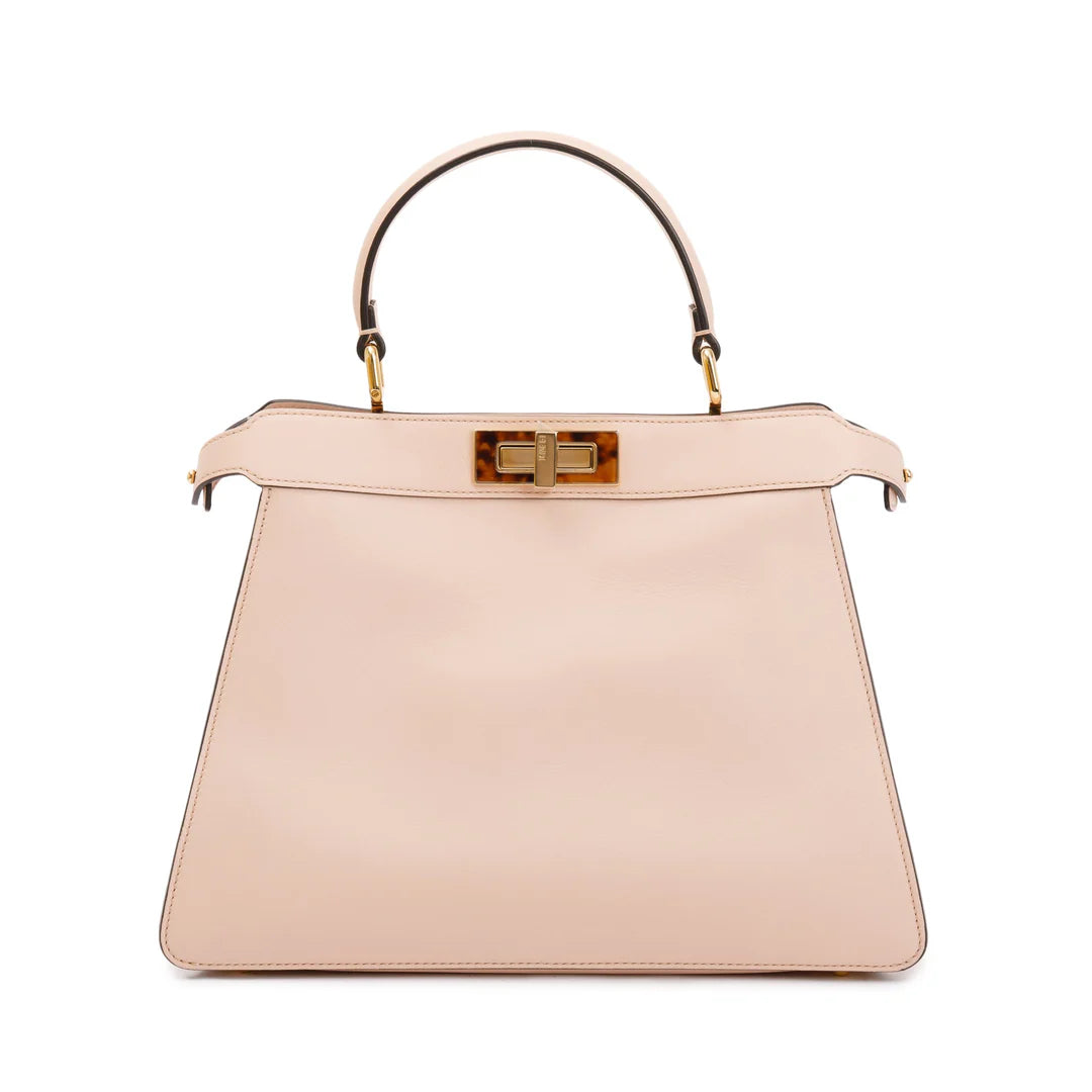 2022 Pink Calfskin Leather Medium Peekaboo Bag with Tortoise Detail w/ Strap &amp; Box