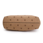 Beige Flannel Karligraphy Embroidered Medium First Bag w/ Strap