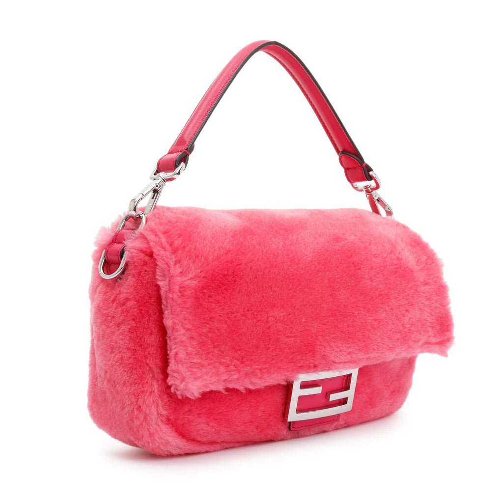 Pink Shearling Baguette NM Shoulder Bag Coeur Cult Core