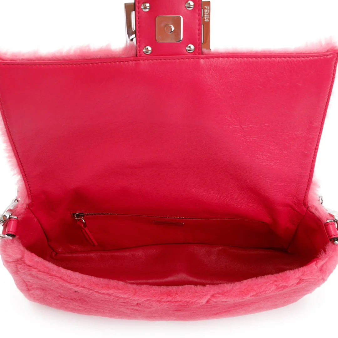 Pink Shearling Baguette NM Shoulder Bag Coeur Cult Core