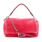 Pink Shearling Baguette NM Shoulder Bag Coeur Cult Core