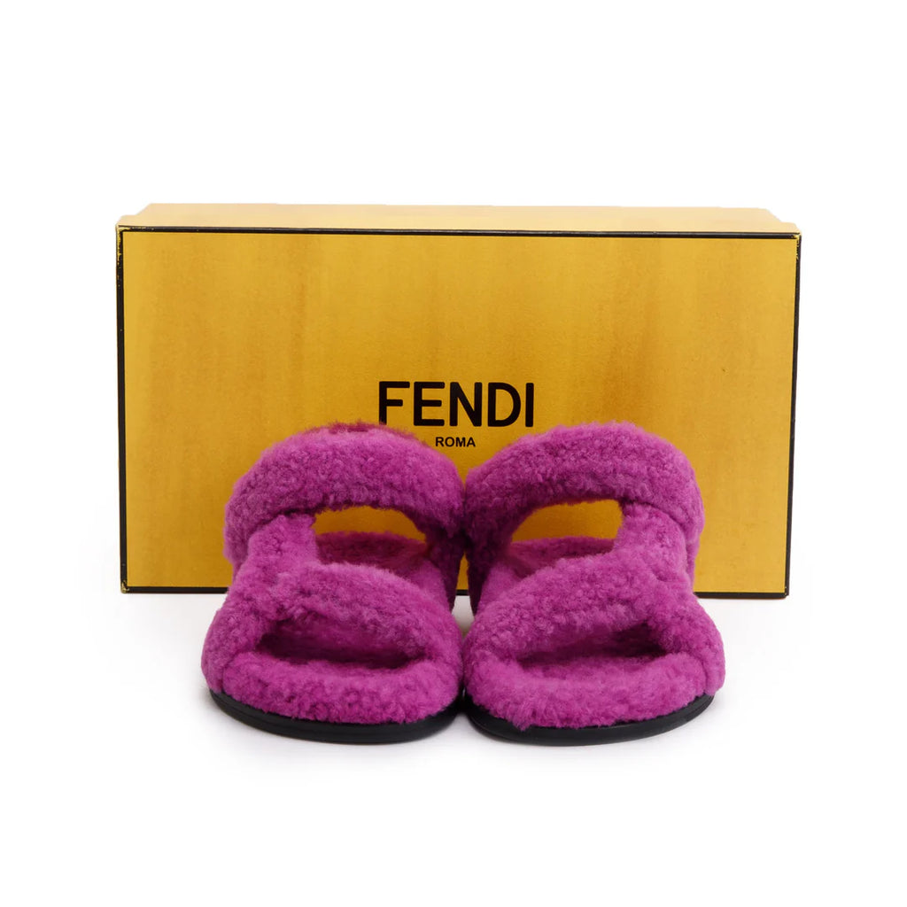 Purple Fur Feel Sandals, Size 36.5 w/ Box