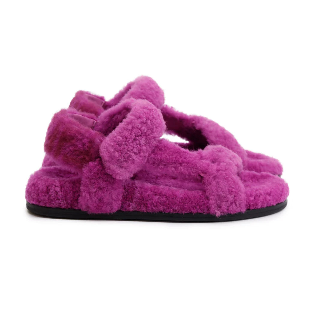 Purple Fur Feel Sandals, Size 36.5 w/ Box
