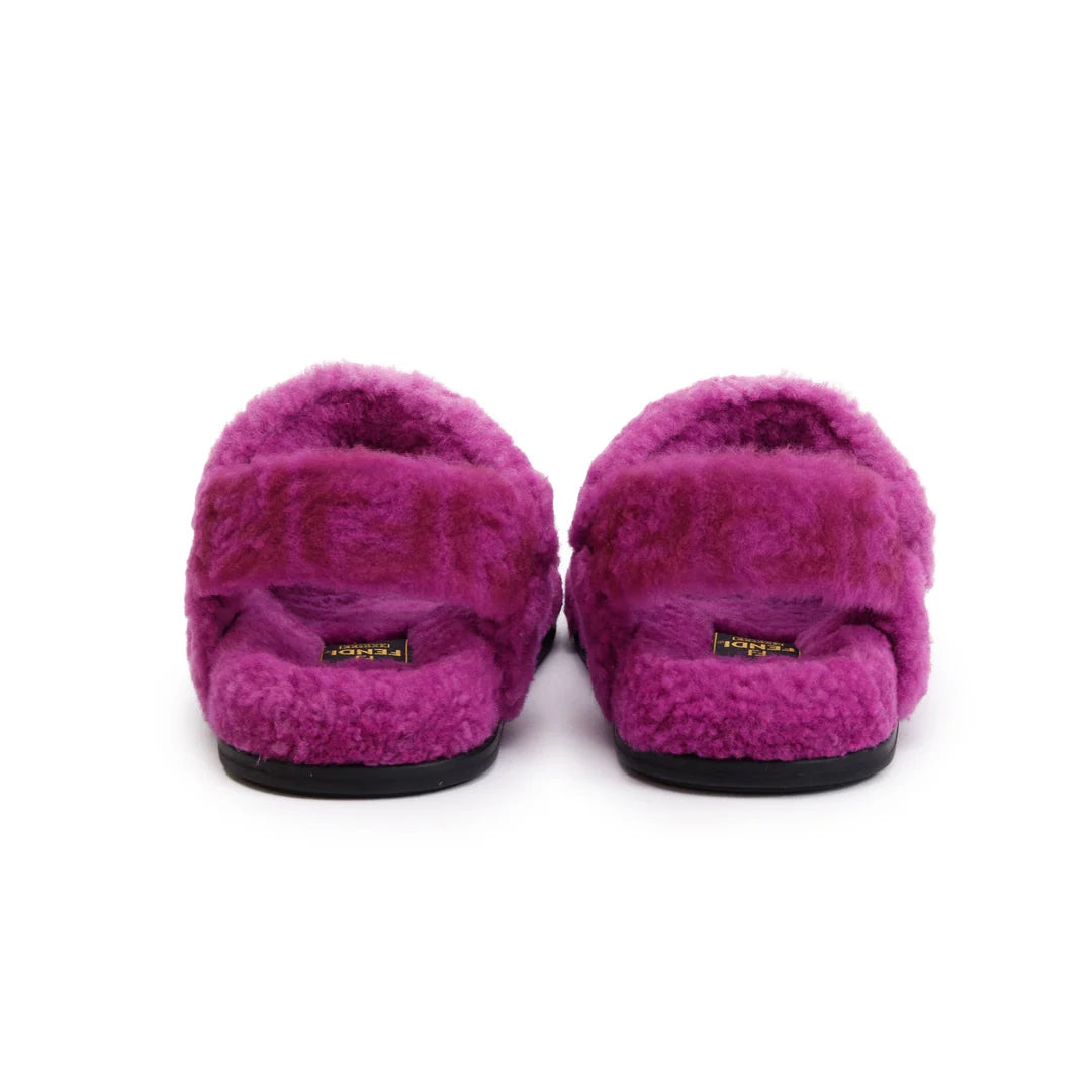 Purple Fur Feel Sandals, Size 36.5 w/ Box